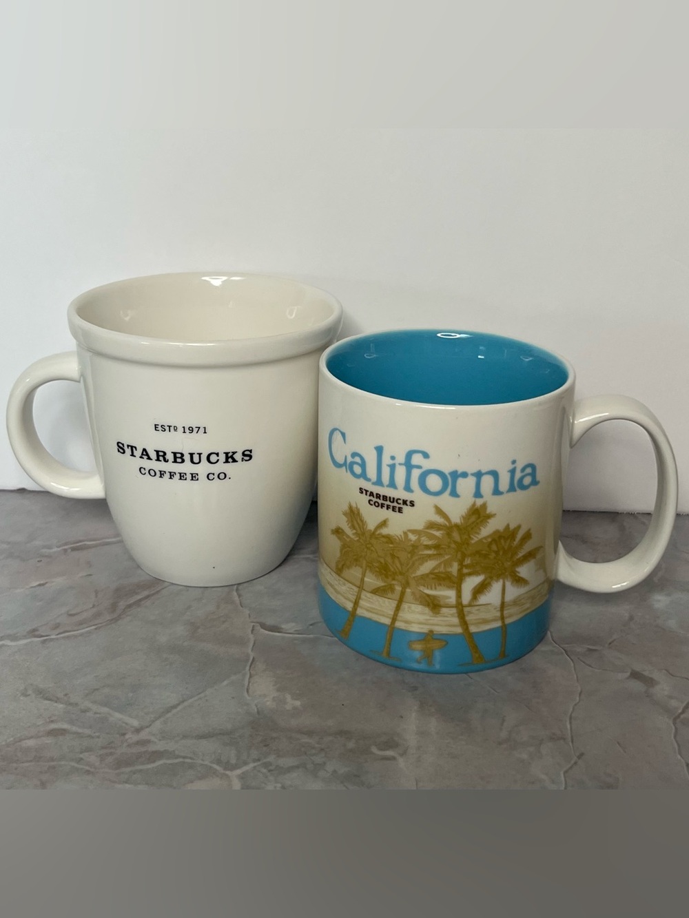 Starbucks mugs Barista & California
